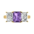 thumbnail image 1 of 4.0ct Emerald Cut Purple Alexandrite 18k Yellow Gold Engraving Statement Bridal Wedding Three-Stone Designer Ring Size 5.5, 1 of 5