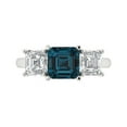 thumbnail image 1 of 4.0ct SQ Emerald Cut Blue Natural London Blue Topaz 18k White Gold Engraving Statement Bridal Wedding 3 stone Designer Ring Size 7, 1 of 5