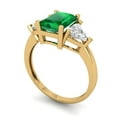 thumbnail image 1 of 4.0ct SQ Emerald Cut Blue Natural Swiss Blue Topaz 18k Yellow Gold Engraving Statement Bridal Wedding 3 stone Designer Ring Size 5.25, 1 of 7