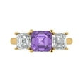 thumbnail image 1 of 4.0ct SQ Emerald Cut Purple Alexandrite 18k Yellow Gold Engraving Statement Bridal Wedding 3 stone Designer Ring Size 6.5, 1 of 5