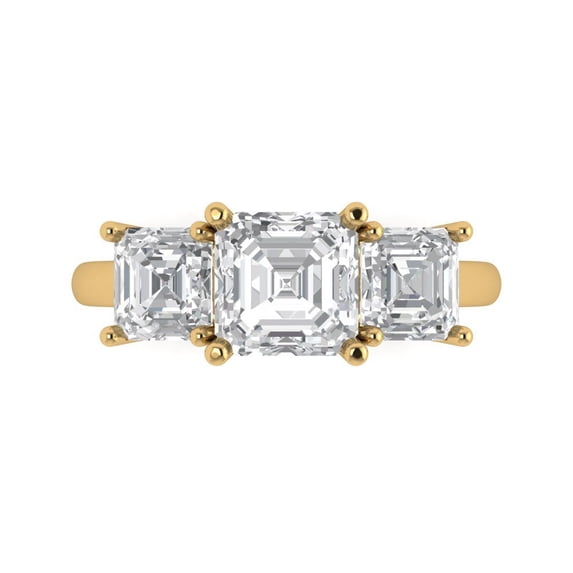 Clara Pucci 14K Yellow Gold 4ct WhiteSapphire Three-Stone Ring for Women