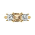 thumbnail image 1 of 4.0ct SQ Emerald Cut Yellow Moissanite 18k Yellow Gold Engraving Statement Bridal Wedding 3 stone Designer Ring Size 4.5, 1 of 5