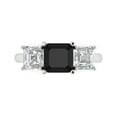 thumbnail image 1 of 4.0ct Square Emerald Cut Black Natural Onyx 18k White Gold Engraving Statement Bridal Wedding Three-Stone Designer Ring Size 5.5, 1 of 5