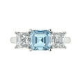 thumbnail image 1 of Clara Pucci 14K White Gold 4ct Blue Three-Stone Ring for Women, 1 of 7