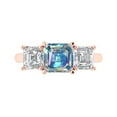 thumbnail image 1 of Clara Pucci 14K Rose Gold 4ct BlueMoissanite Three-Stone Ring for Women, 1 of 7
