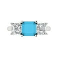 thumbnail image 1 of 4.0ct Square Emerald Cut Blue Turquoise 18k White Gold Engraving Statement Bridal Wedding Three-Stone Designer Ring Size 7, 1 of 5