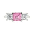 thumbnail image 1 of 4.0ct Square Emerald Cut Pink Crystal 18k White Gold Engraving Statement Bridal Wedding Three-Stone Designer Ring Size 9, 1 of 5