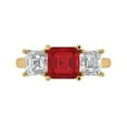 thumbnail image 1 of 4.0ct Square Emerald Cut Pink Tourmaline 18k Yellow Gold Engraving Statement Bridal Wedding 3 stone Designer Ring Size 5, 1 of 5