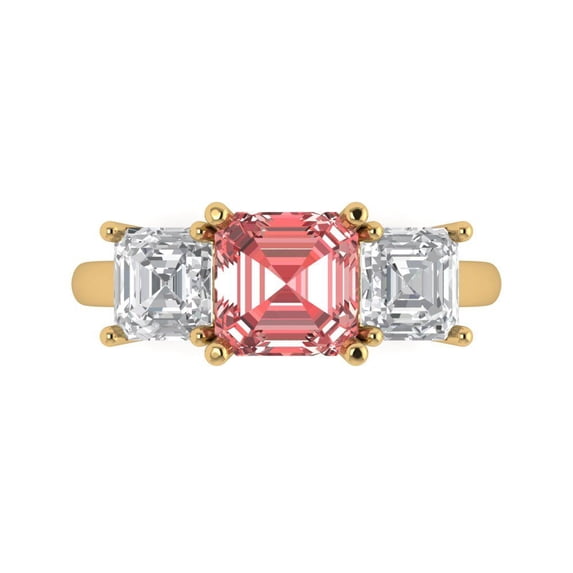 Clara Pucci 14K Yellow Gold 4ct Garnet Three-Stone Ring for Women