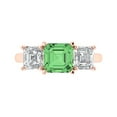 thumbnail image 1 of Three-Stone Engagement Ring for Women - 4ct Simulated Green Diamond in 14K Rose Gold Promise Ring, 1 of 7