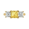 thumbnail image 1 of 4.0ct Square Emerald Cut Yellow Crystal 18k Yellow Gold Engraving Statement Bridal Wedding Three-Stone Designer Ring Size 8, 1 of 5