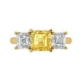 thumbnail image 1 of 4.0ct Square Emerald Cut Yellow Natural Citrine 18k Yellow Gold Engraving Statement Bridal Wedding Three-Stone Designer Ring Size 5, 1 of 5