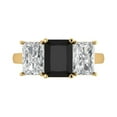 thumbnail image 1 of Clara Pucci 14K Yellow Gold Solid Gold Onyx Three-Stone Anniversary Ring for Women - 4 cttw Emerald Cut, 1 of 8