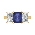 thumbnail image 1 of Clara Pucci 14K Yellow Gold Solid Gold Tanzanite Three-Stone Anniversary Ring for Women - 4 cttw Emerald Cut, 1 of 8
