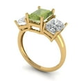thumbnail image 1 of 4.0ct emerald cut green natural peridot 18k yellow gold 3 stone Bridal Wedding Engagement Promise Anniversary Ring for Women size 7.75, 1 of 7