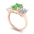 thumbnail image 1 of 4.0ct emerald cut green Zircon 14k rose gold 3 stone Bridal Wedding Engagement Promise Anniversary Ring for Women size 7.25, 1 of 7