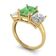 thumbnail image 1 of 4.0ct emerald cut green Zircon 18k yellow gold 3 stone Bridal Wedding Engagement Promise Anniversary Ring for Women size 10.25, 1 of 7