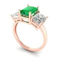 thumbnail image 1 of 4.0ct emerald cut green emerald 18k rose gold 3 stone Bridal Wedding Engagement Promise Anniversary Ring for Women size 9.5, 1 of 7