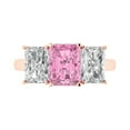 thumbnail image 1 of Clara Pucci 14K Rose Gold Solid Gold Pink Three-Stone Anniversary Ring for Women - 4 cttw Emerald Cut, 1 of 8