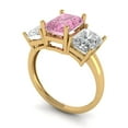 thumbnail image 1 of 4.0ct emerald cut pink Zircon 18k yellow gold 3 stone Bridal Wedding Engagement Promise Anniversary Ring for Women size 7.5, 1 of 7