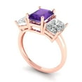 thumbnail image 1 of 4.0ct emerald cut purple natural amethyst 14k rose gold 3 stone Bridal Wedding Engagement Promise Anniversary Ring for Women size 6.25, 1 of 7