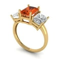 thumbnail image 1 of 4.0ct emerald cut red Zircon 14k yellow gold 3 stone Bridal Wedding Engagement Promise Anniversary Ring for Women size 9.75, 1 of 7