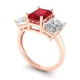 thumbnail image 1 of 4.0ct emerald cut red ruby 18k rose gold 3 stone Bridal Wedding Engagement Promise Anniversary Ring for Women size 5, 1 of 7