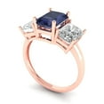 thumbnail image 1 of 4.0ct emerald cut blue sapphire 14k rose gold 3 stone Bridal Wedding Engagement Promise Anniversary Ring for Women size 9.25, 1 of 7