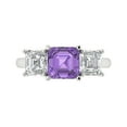 thumbnail image 1 of Clara Pucci 14K White Gold Solid Gold Alexandrite Three-Stone Anniversary Ring for Women - 4 cttw Square Emerald Cut, 1 of 7