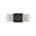 thumbnail image 1 of Clara Pucci 14K Rose Gold Solid Gold Onyx Three-Stone Anniversary Ring for Women - 4 cttw Square Emerald Cut, 1 of 7