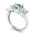 thumbnail image 1 of 4.0ct square emerald cut blue natural aquamarine 14k white gold 3 stone Bridal Wedding Engagement Promise Anniversary Ring for Women size 3.75, 1 of 7