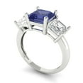 thumbnail image 1 of 4.0ct square emerald cut blue tanzanite 14k white gold 3 stone Bridal Wedding Engagement Promise Anniversary Ring for Women size 8.5, 1 of 7