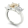 thumbnail image 1 of 4.0ct square emerald cut brown natural morganite 18k white gold 3 stoneBridal Wedding Engagement Promise Anniversary Ring for Women size 5.25, 1 of 7