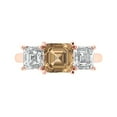 thumbnail image 1 of Clara Pucci 14K Rose Gold Solid Gold Champagne Three-Stone Anniversary Ring for Women - 4 cttw Square Emerald Cut, 1 of 7