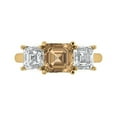 thumbnail image 1 of Clara Pucci 14K Yellow Gold Solid Gold Champagne Three-Stone Anniversary Ring for Women - 4 cttw Square Emerald Cut, 1 of 7