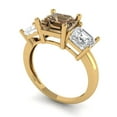 thumbnail image 1 of 4.0ct square emerald cut champagne Zircon 18k yellow gold 3 stone Bridal Wedding Engagement Promise Anniversary Ring for Women size 4.75, 1 of 7