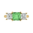 thumbnail image 1 of Clara Pucci 14K Yellow Gold Solid Gold Green Three-Stone Anniversary Ring for Women - 4 cttw Square Emerald Cut, 1 of 7