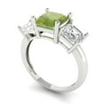 thumbnail image 1 of 4.0ct square emerald cut green natural peridot 14k white gold 3 stone Bridal Wedding Engagement Promise Anniversary Ring for Women size 6.75, 1 of 7