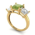 thumbnail image 1 of 4.0ct square emerald cut green natural peridot 14k yellow gold 3 stone Bridal Wedding Engagement Promise Anniversary Ring for Women size 8.75, 1 of 7