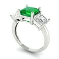 thumbnail image 1 of 4.0ct square emerald cut green emerald 18k white gold 3 stone Bridal Wedding Engagement Promise Anniversary Ring for Women size 10.25, 1 of 7