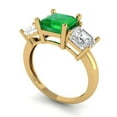 thumbnail image 1 of 4.0ct square emerald cut green emerald 18k yellow gold 3 stone Bridal Wedding Engagement Promise Anniversary Ring for Women size 7.5, 1 of 7