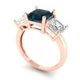 thumbnail image 1 of 4.0ct square emerald cut natural london blue topaz 18k rose gold 3 stone Bridal Wedding Engagement Promise Anniversary Ring for Women size 5.25, 1 of 7