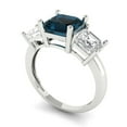thumbnail image 1 of 4.0ct square emerald cut natural london blue topaz 18k white gold 3 stone Bridal Wedding Engagement Promise Anniversary Ring for Women size 4, 1 of 7