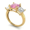thumbnail image 1 of 4.0ct square emerald cut pink Zircon 14k yellow gold 3 stone Bridal Wedding Engagement Promise Anniversary Ring for Women size 7.75, 1 of 7