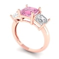 thumbnail image 1 of 4.0ct square emerald cut pink Zircon 18k rose gold 3 stone Bridal Wedding Engagement Promise Anniversary Ring for Women size 6.5, 1 of 7
