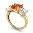 thumbnail image 1 of 4.0ct square emerald cut red Zircon 18k yellow gold 3 stone Bridal Wedding Engagement Promise Anniversary Ring for Women size 9.5, 1 of 7