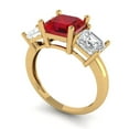 thumbnail image 1 of 4.0ct square emerald cut red ruby 18k yellow gold 3 stone Bridal Wedding Engagement Promise Anniversary Ring for Women size 5, 1 of 7