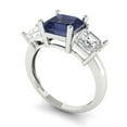 thumbnail image 1 of 4.0ct square emerald cut blue sapphire 14k white gold 3 stone Bridal Wedding Engagement Promise Anniversary Ring for Women size 10.25, 1 of 7