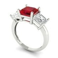 thumbnail image 1 of 4.0ct square emerald cut tourmaline 18k white gold 3 stone Bridal Wedding Engagement Promise Anniversary Ring for Women size 4.5, 1 of 7