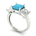 thumbnail image 1 of 4.0ct square emerald cut turquoise 14k white gold 3 stone Bridal Wedding Engagement Promise Anniversary Ring for Women size 5.25, 1 of 7